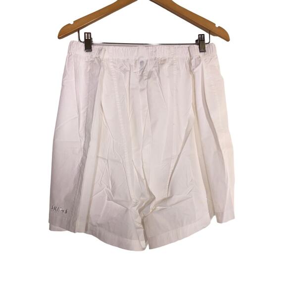 SKIMS Cotton Poplin Sleep Shorts Spa Embroidered Pull On Snow White NWT Size 4X - Picture 9 of 11